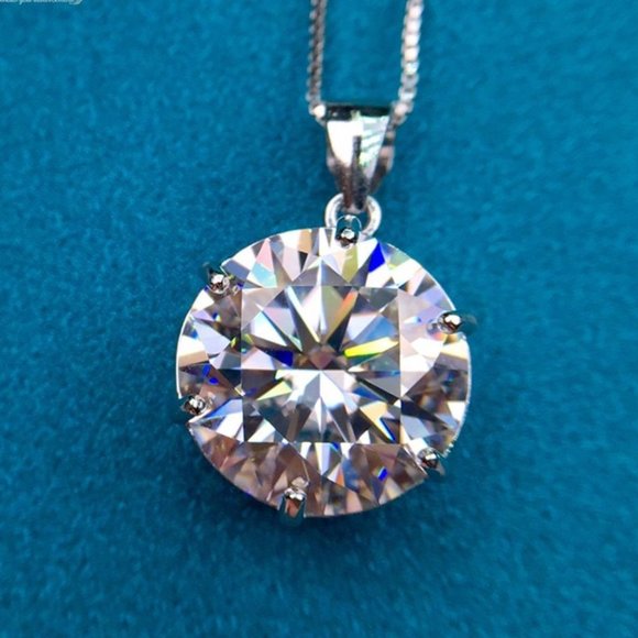 Certified 10ct. t.w. Moissanite Diamond Solitaire Pendant Necklace NEW - Picture 5 of 11